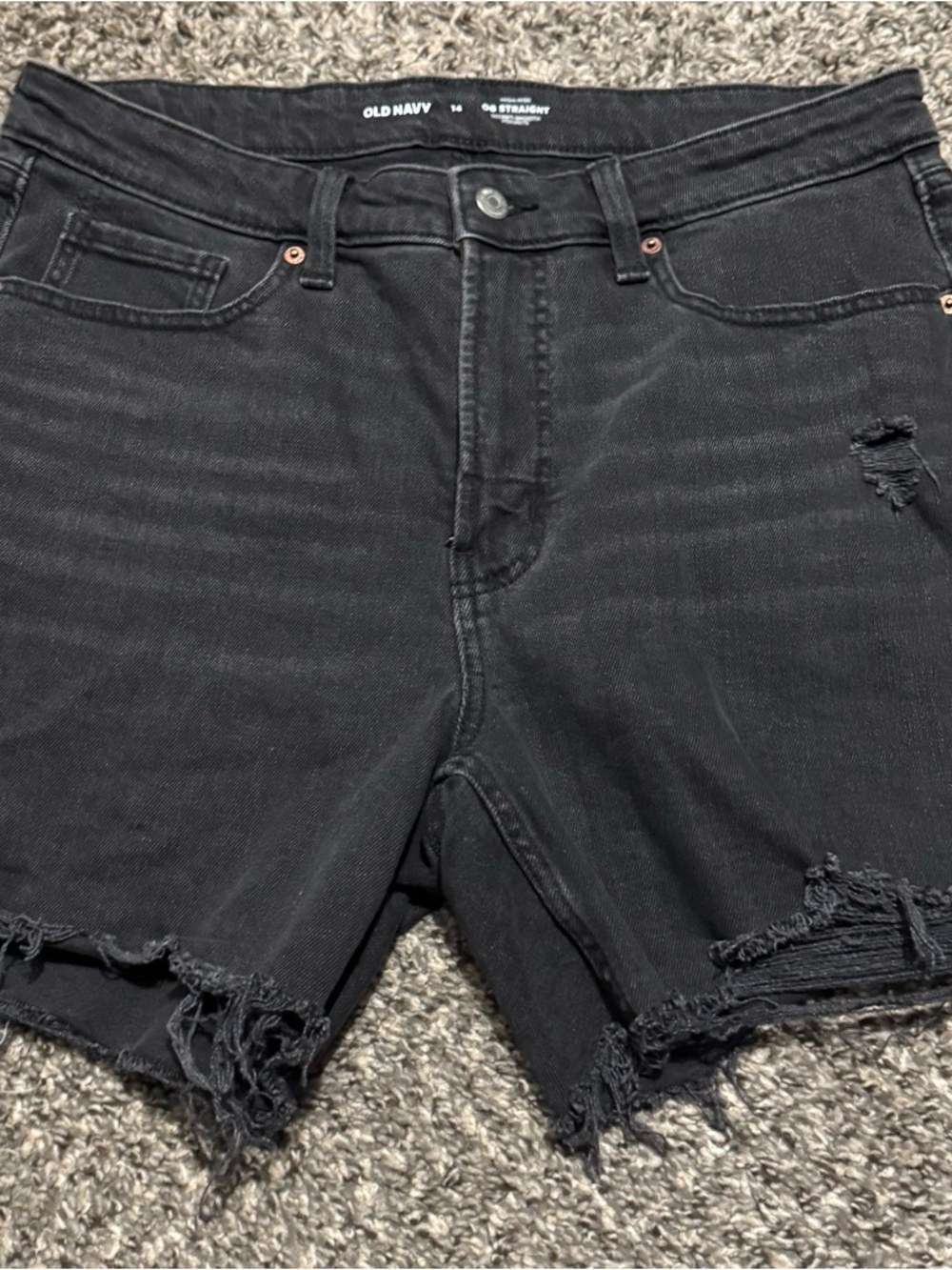 Old Navy Black Frayed Hem Denim Shorts